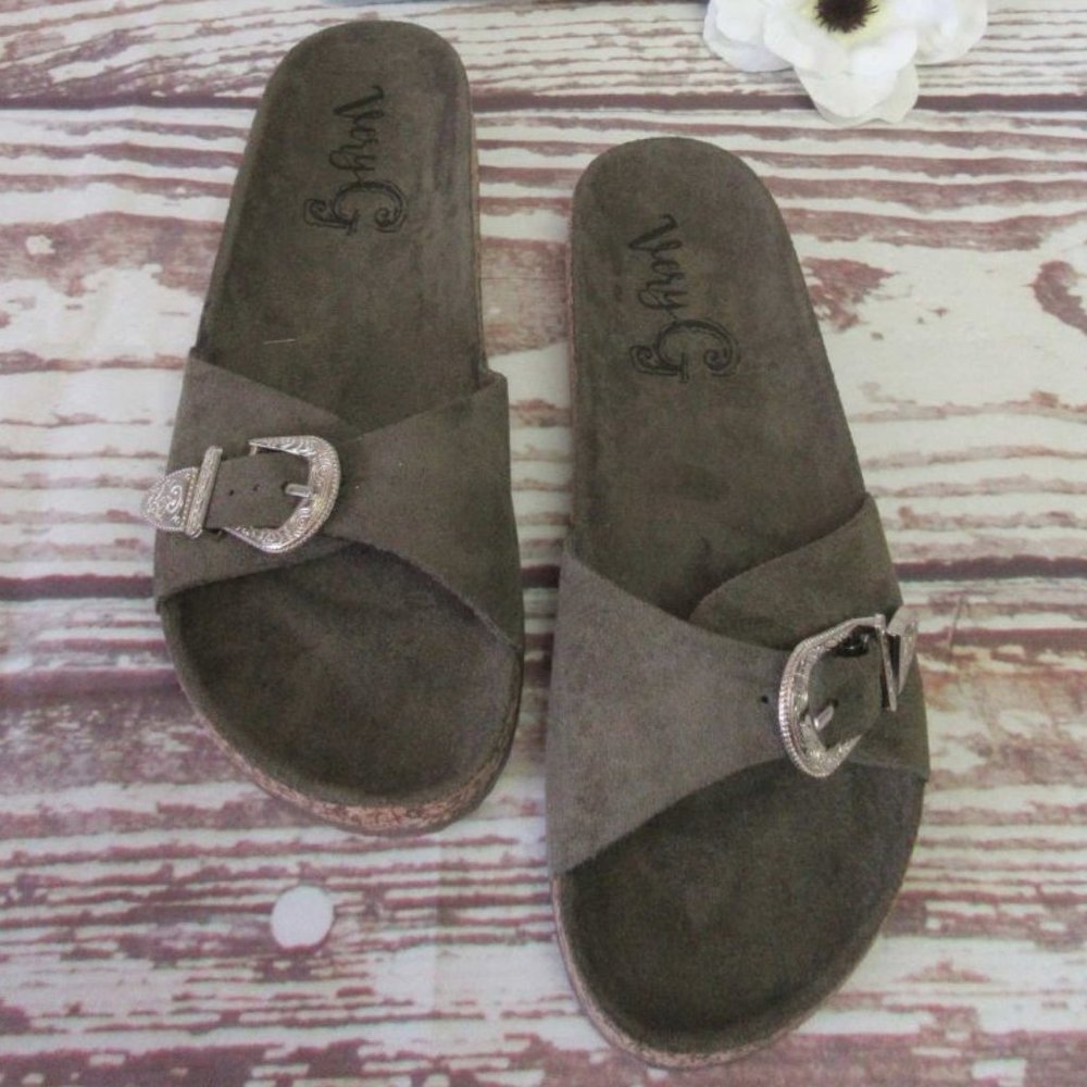 Green Sandals Size 10 Western Shoes Slides Cowgirl Bling New